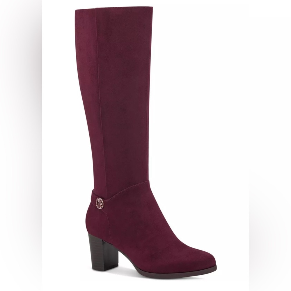 New Giani Bernini Adonnys Microsuede Knee High Boots Wine Size 6.5 $180